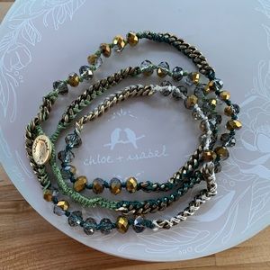 Chloe + Isabel Green + Gold Multi-Wrap Bracelet